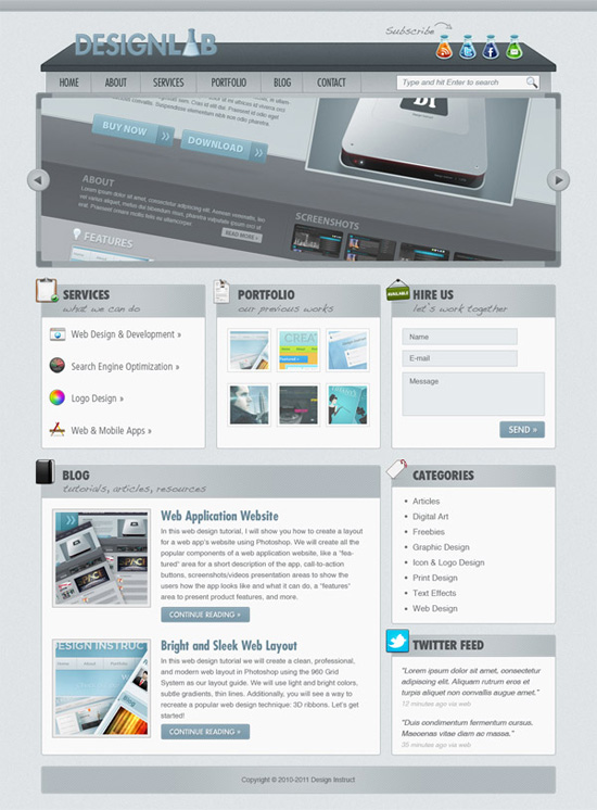 Create a Modern Lab Theme Web Design in Photoshop