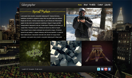 Impressive Videographer Website Portfolio Layout in Photoshop