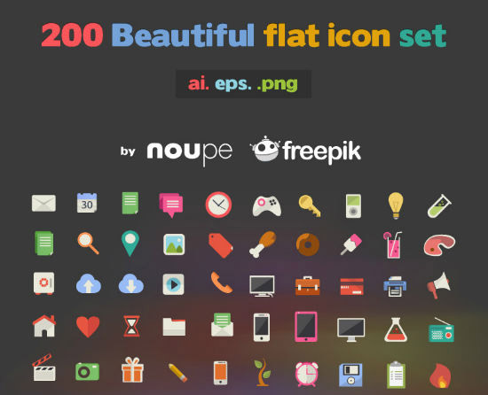 200 Beautiful Flat Icons