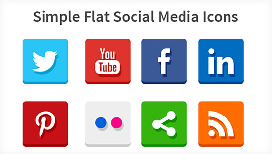 Simple Flat Social Media Icons (PSD & PNG)