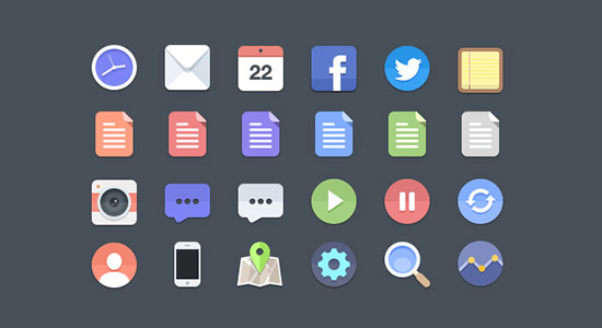 24 Flat Icons (PSD)