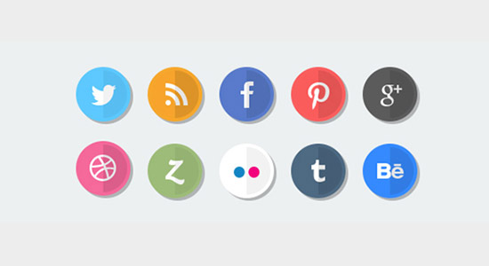 Flat Round Social Icons Free PSD