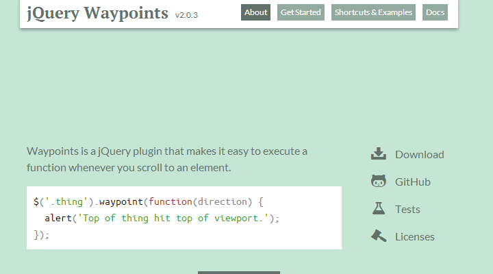 jquery waypoints parallax scrolling plugin demo